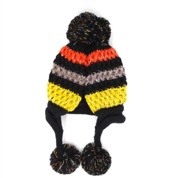 Winter Colorful Knit Pom Pom Hat Fleece Lined - Picture 5 of 6